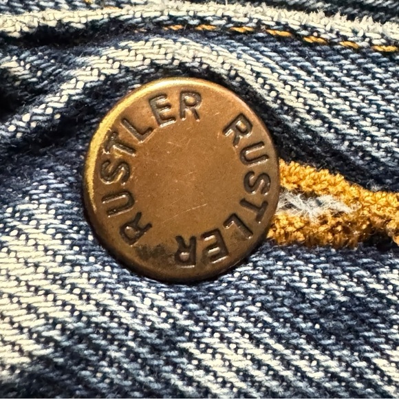 Vintage Rustler Distressed Blue Jeans 36x29 Men’s Workwear Repair Grunge Denim - Picture 3 of 9